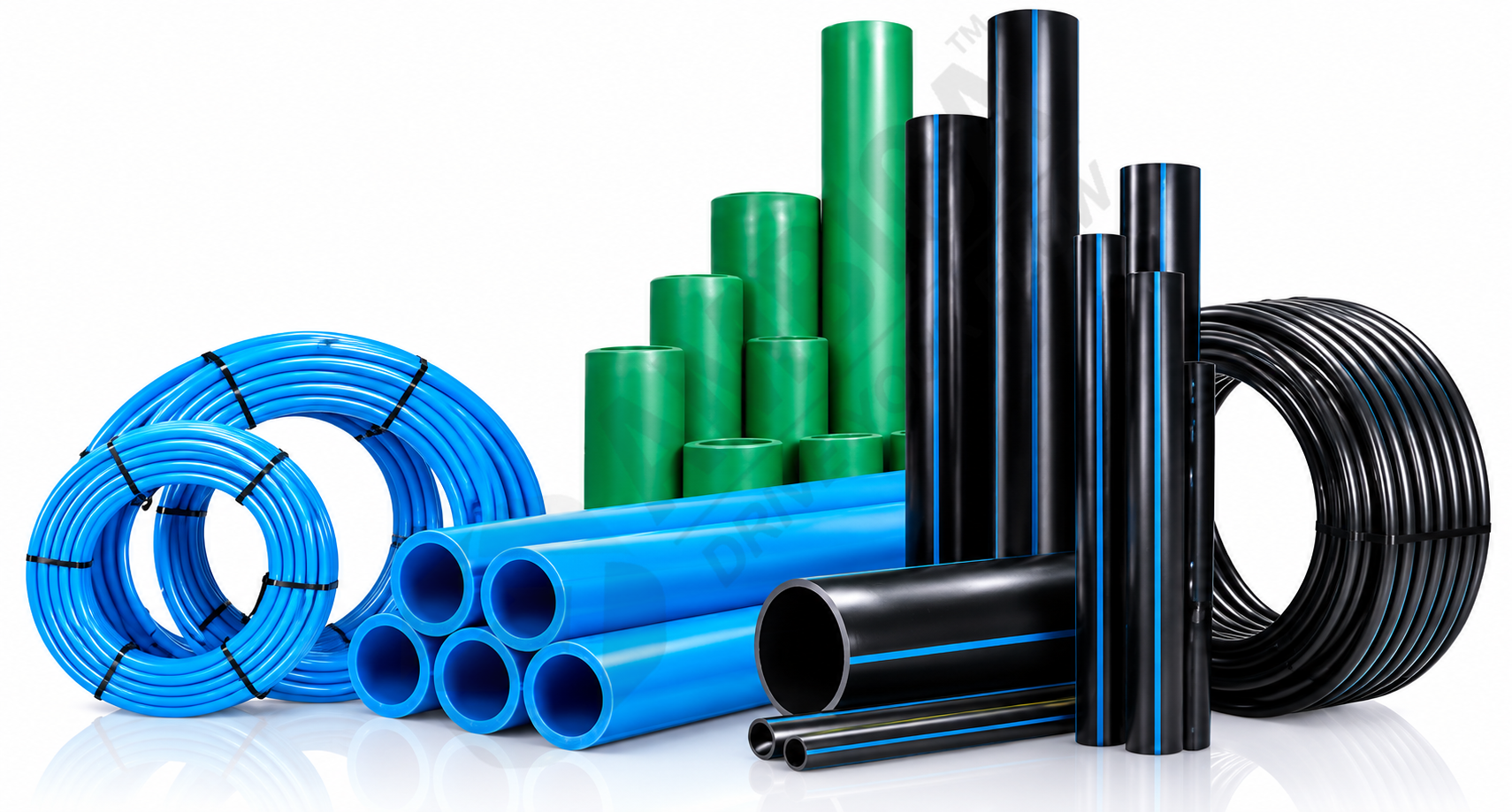 HDPE, PPH, MDPE, PPRC, PP and PVDF Pipes